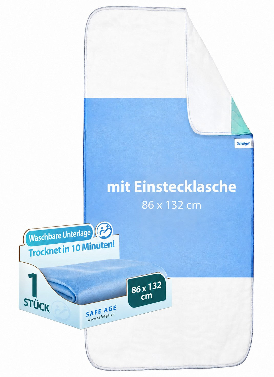 Waschbare Unterlage mit Einstecklasche 86 x 132 cm