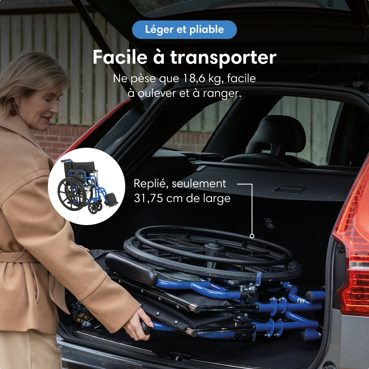 Fauteuil roulant - léger et pliable