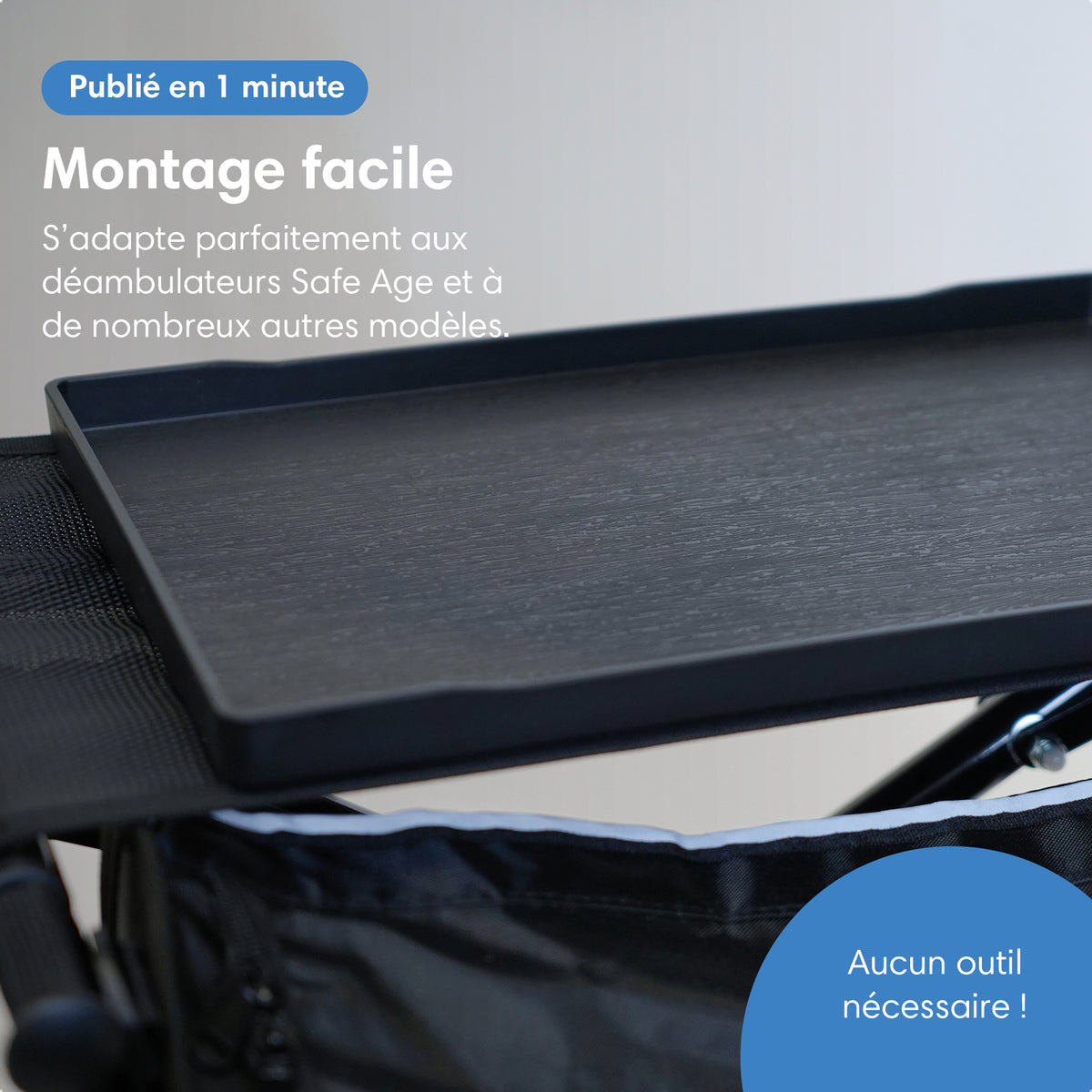 Plateau pour rollator - antidérapant