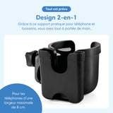 Porte-gobelet et porte-téléphone – pour rollator, fauteuil roulant, chariot, poussette & plus