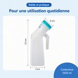 Urinal pour homme – avec poignée & bouchon à vis - bouteille urinaire