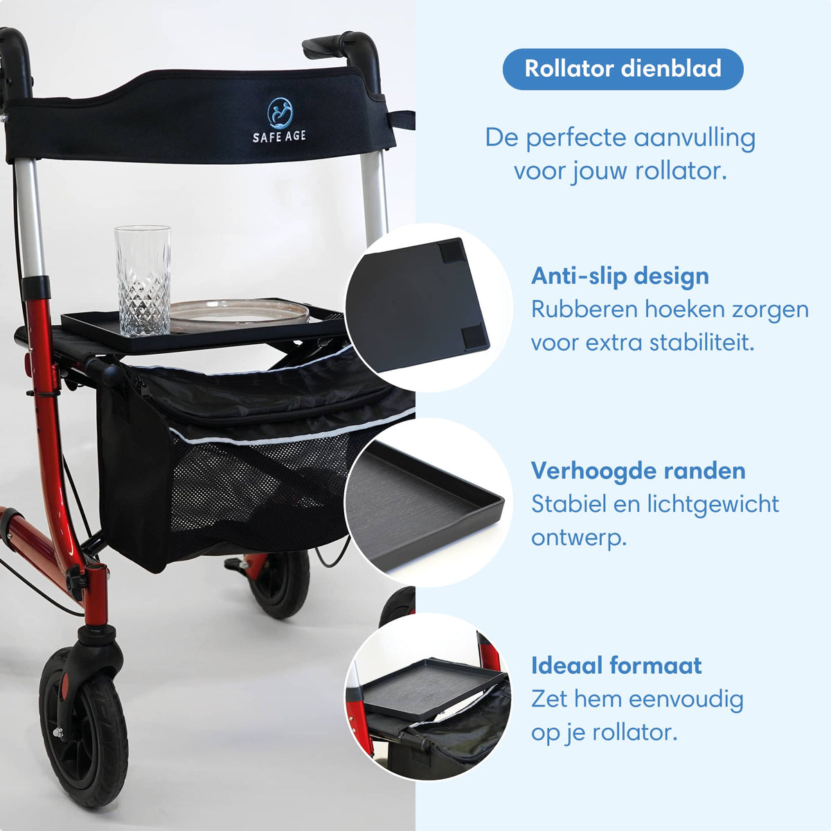 Rollator dienblad - Anti-slip