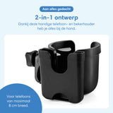 Beker en Telefoonhouder – voor rollator, rolstoel, trolley, kinderwagen & meer