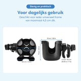 Beker en Telefoonhouder – voor rollator, rolstoel, trolley, kinderwagen & meer
