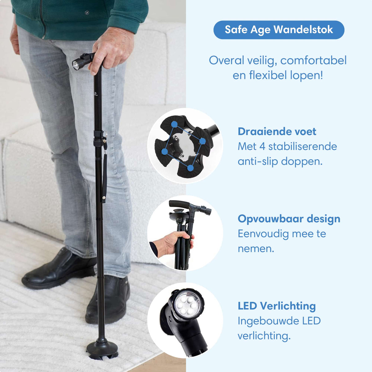 Wandelstok met LED verlichting