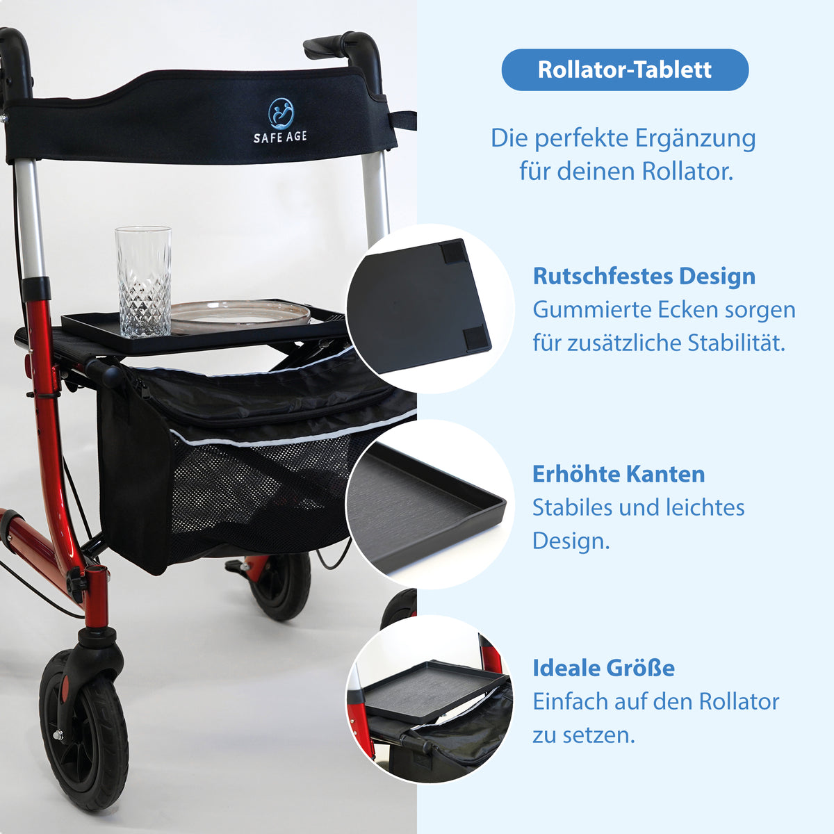 Rollator-Tablett - rutschfest