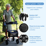 Porte-gobelet et porte-téléphone – pour rollator, fauteuil roulant, chariot, poussette & plus
