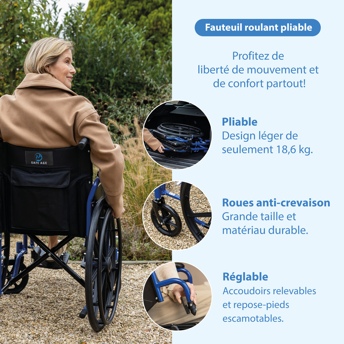 Fauteuil roulant - léger et pliable