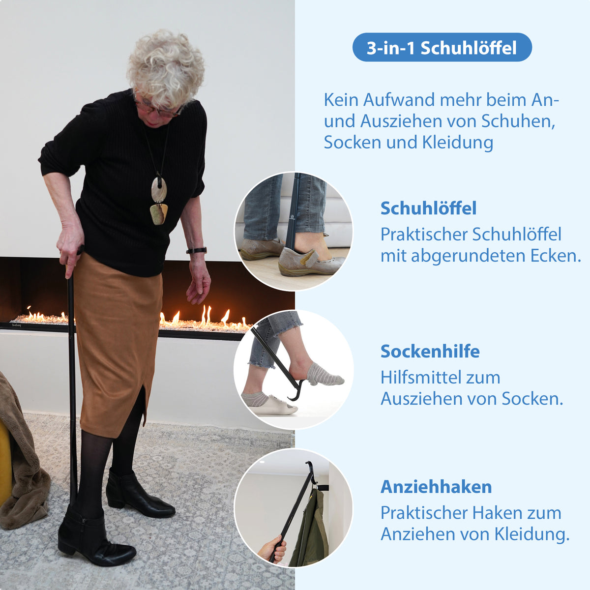 Schuhlöffel – 3-in-1-Funktion