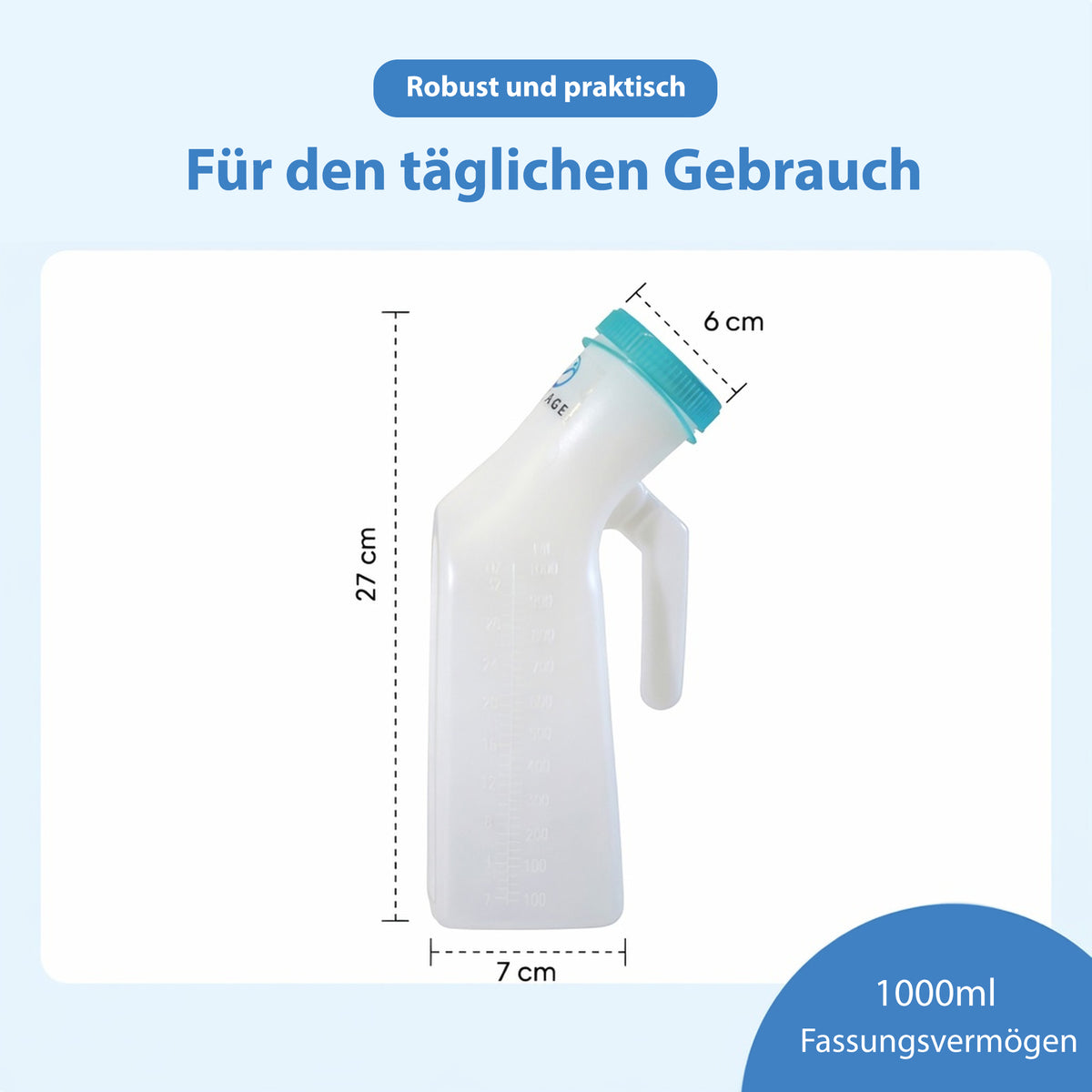 Urinflasche für Männer – mit Griff & Schraubverschluss - Urinal