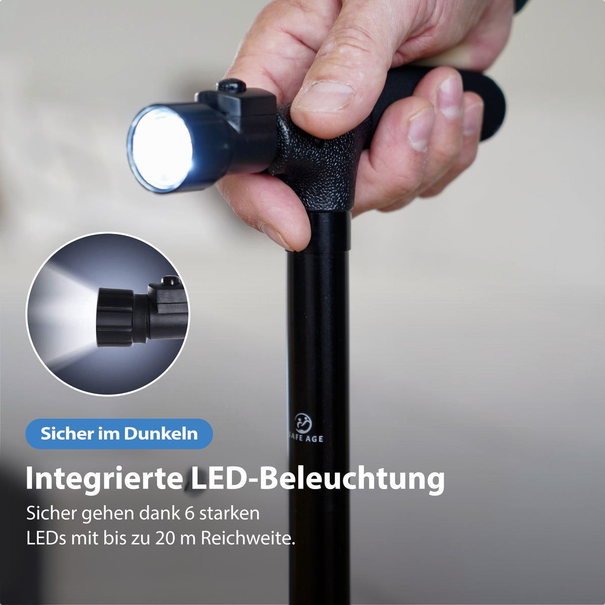 Gehstock mit LED-Beleuchtung