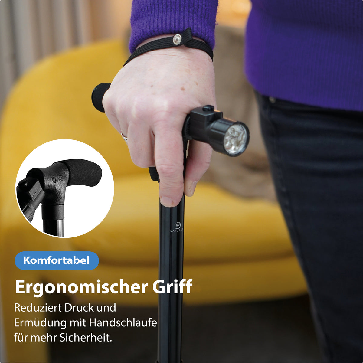 Gehstock mit LED-Beleuchtung