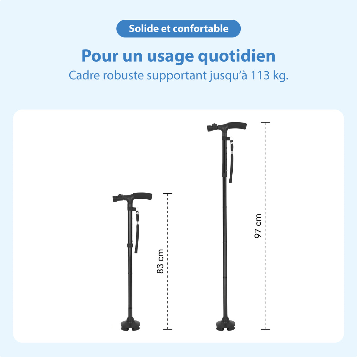 Canne de marche avec éclairage LED