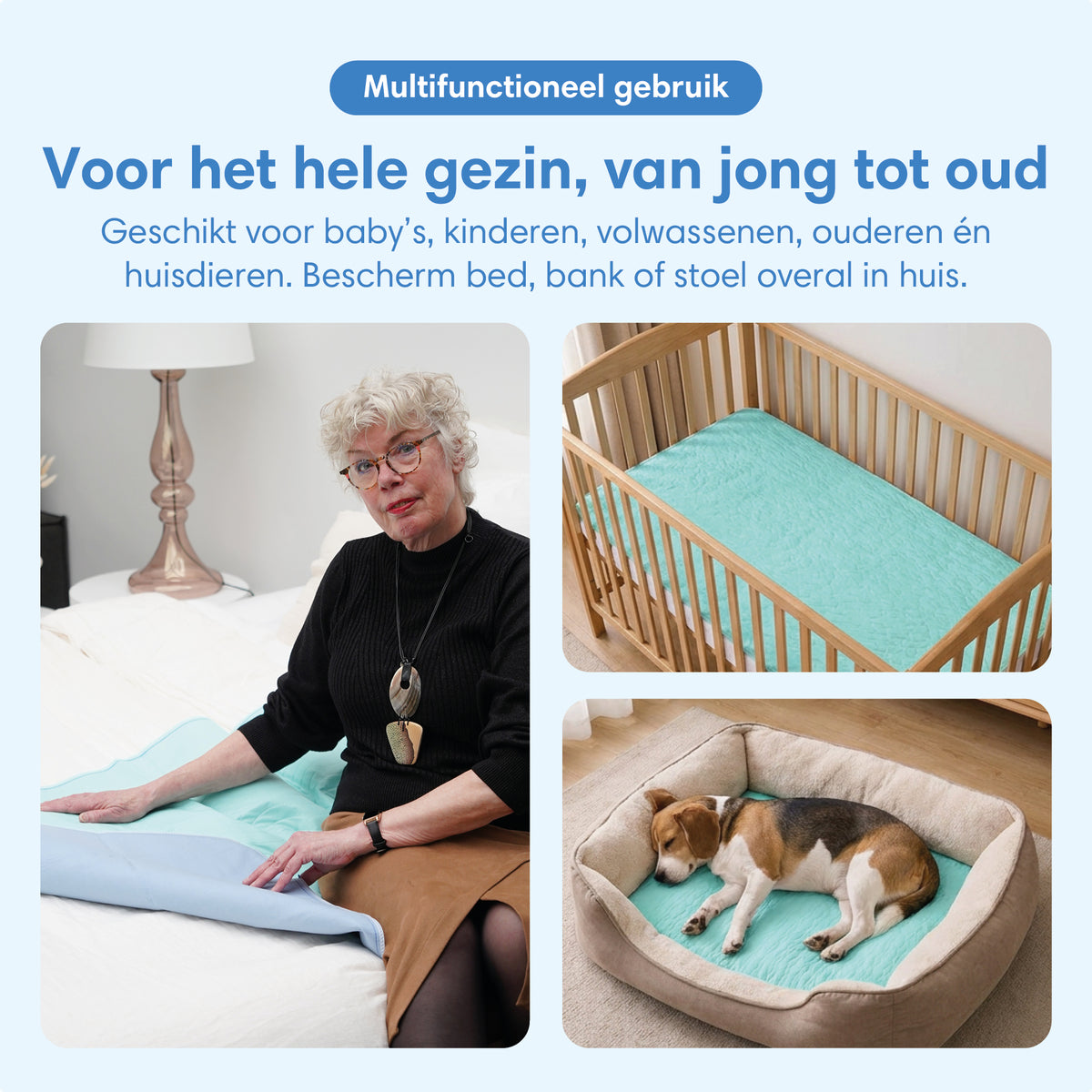 Wasbare incontinentie onderleggers