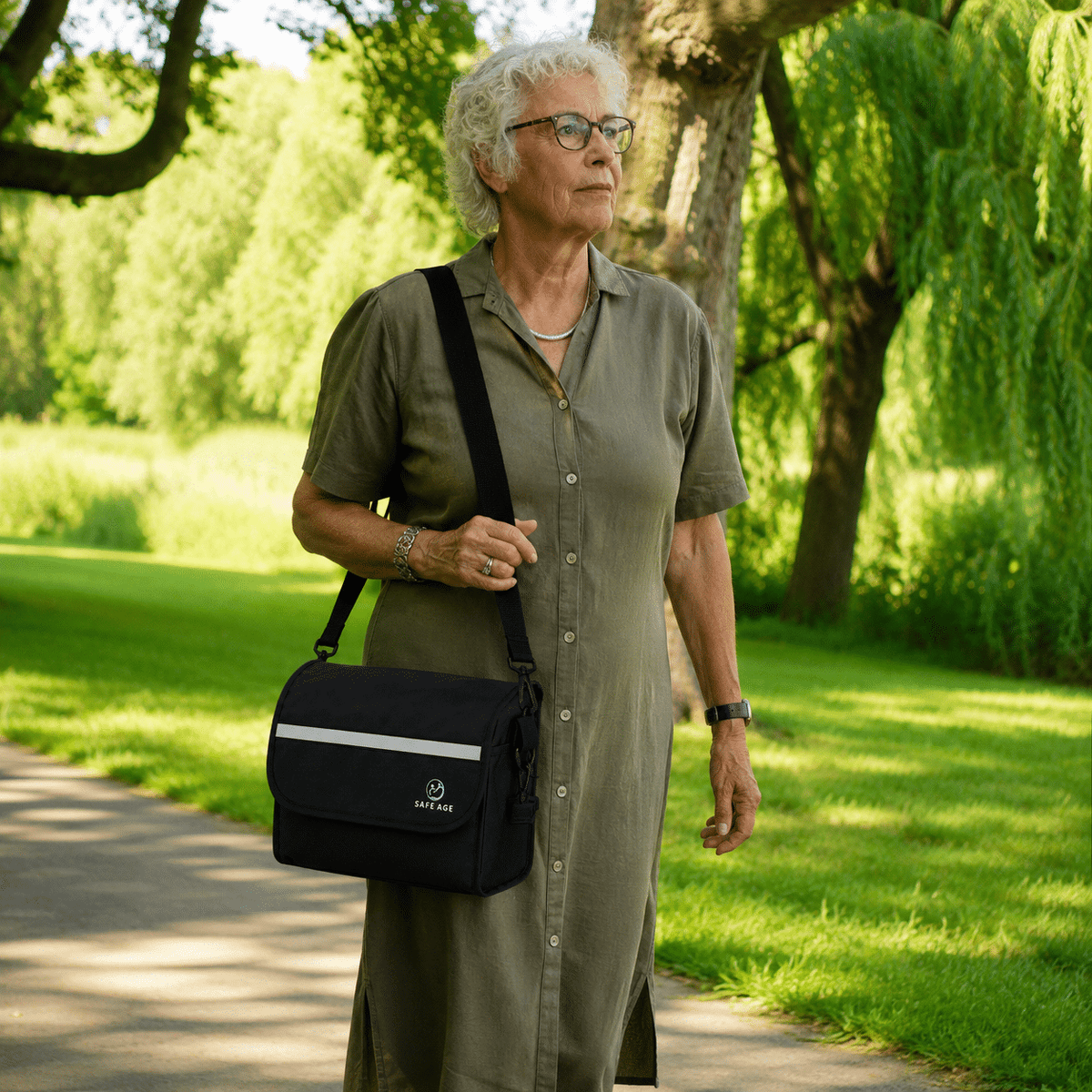 Sac de rollator de luxe - imperméable - amovible avec poignée - nylon - pour rollator Safe Age