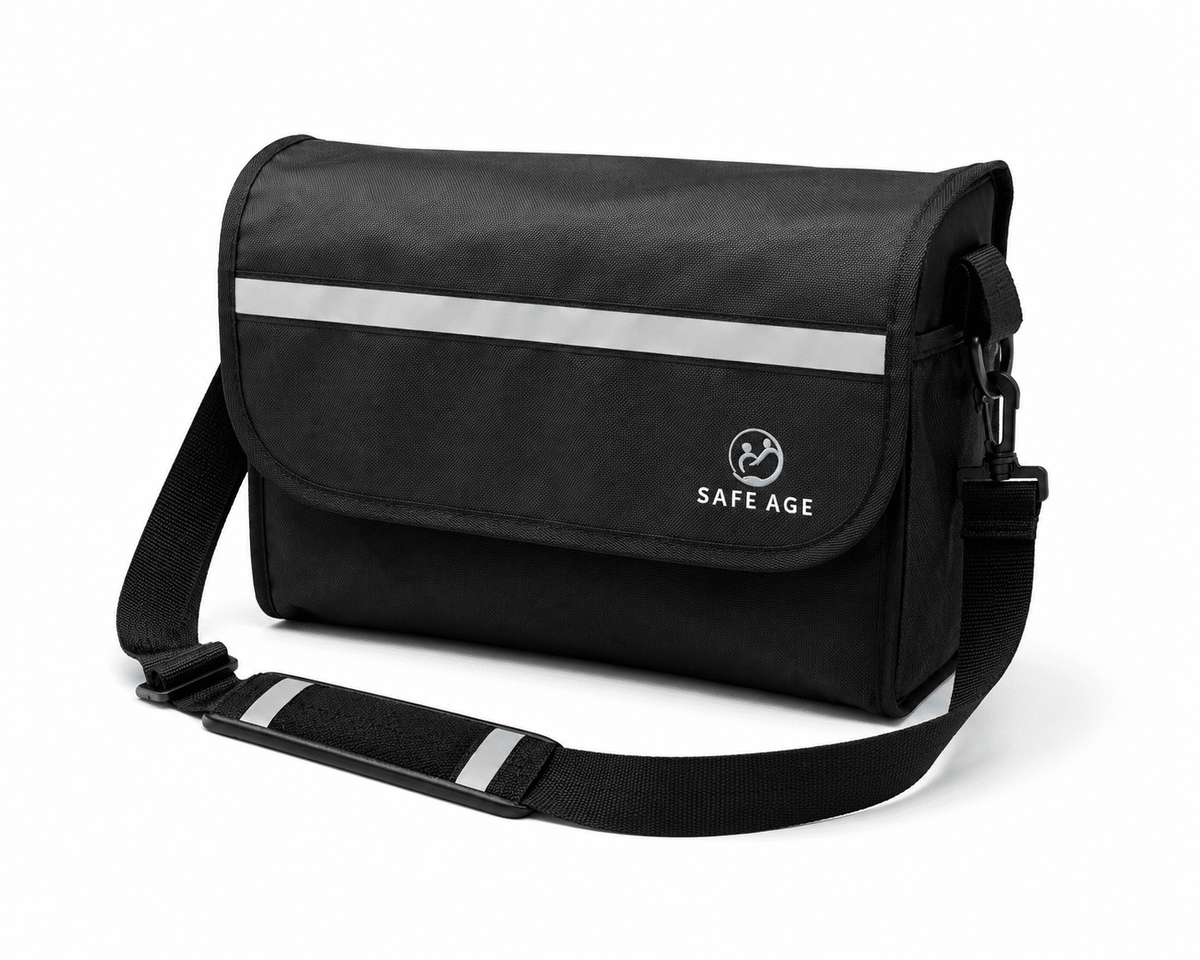 Sac de rollator de luxe - imperméable - amovible avec poignée - nylon - pour rollator Safe Age
