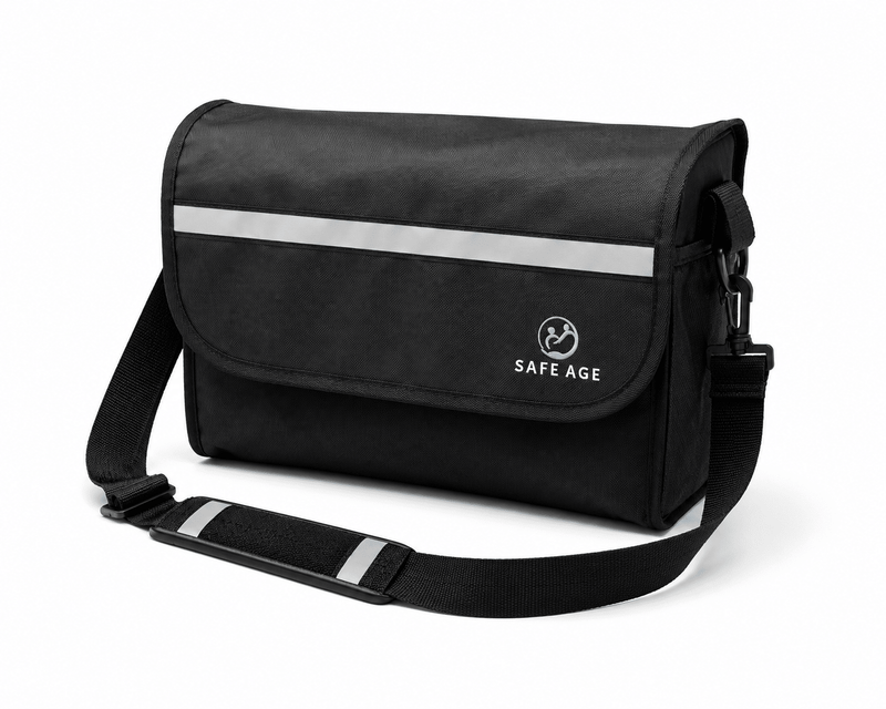 Sac de rollator de luxe - imperméable - amovible avec poignée - nylon - pour rollator Safe Age