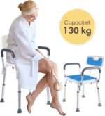 Douchestoel met afneembare rugleuning en armleuningen