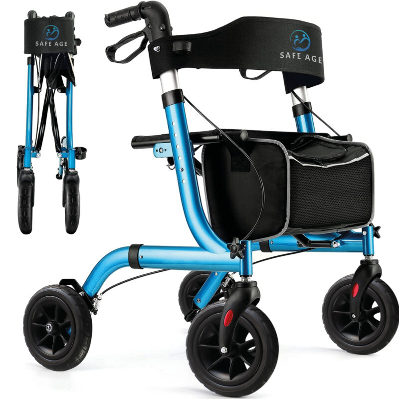 Safe Age Rollator Blauw lichtgewicht opvouwbaar Rollator kopen, de beste rollator